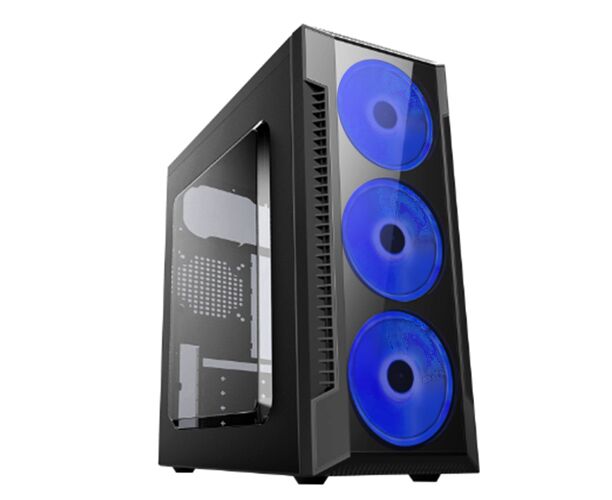 Игровой корпус: De Tech C3147 S USB 2.0 Blue Прозрачная боковая панель