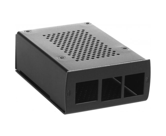 Корпус Qumo (RS035) перфорированный с доп.креплением, Aluminum Case, Raspberry Pi 4 B, black
