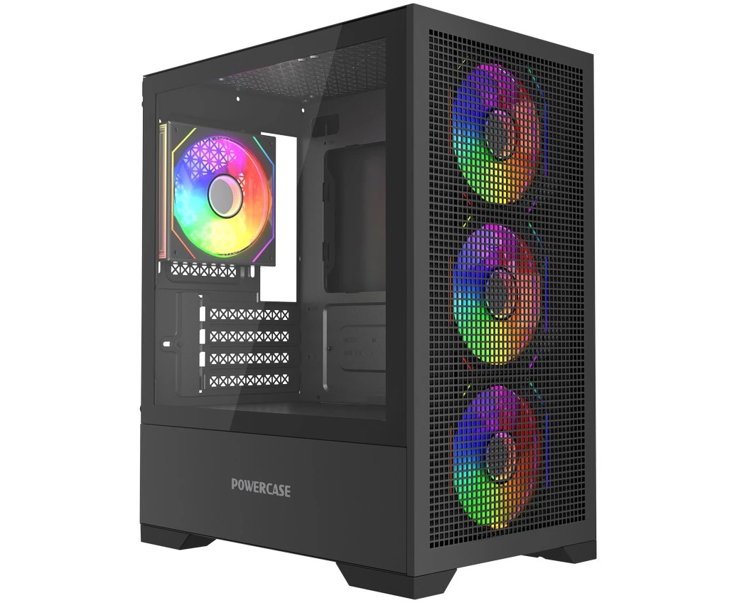 Корпус Powercase Mistral Micro B315 (CMMB315-A4), Tempered Glass, 4x 120mm ARGB PWM Fan, чёрный, m ATX