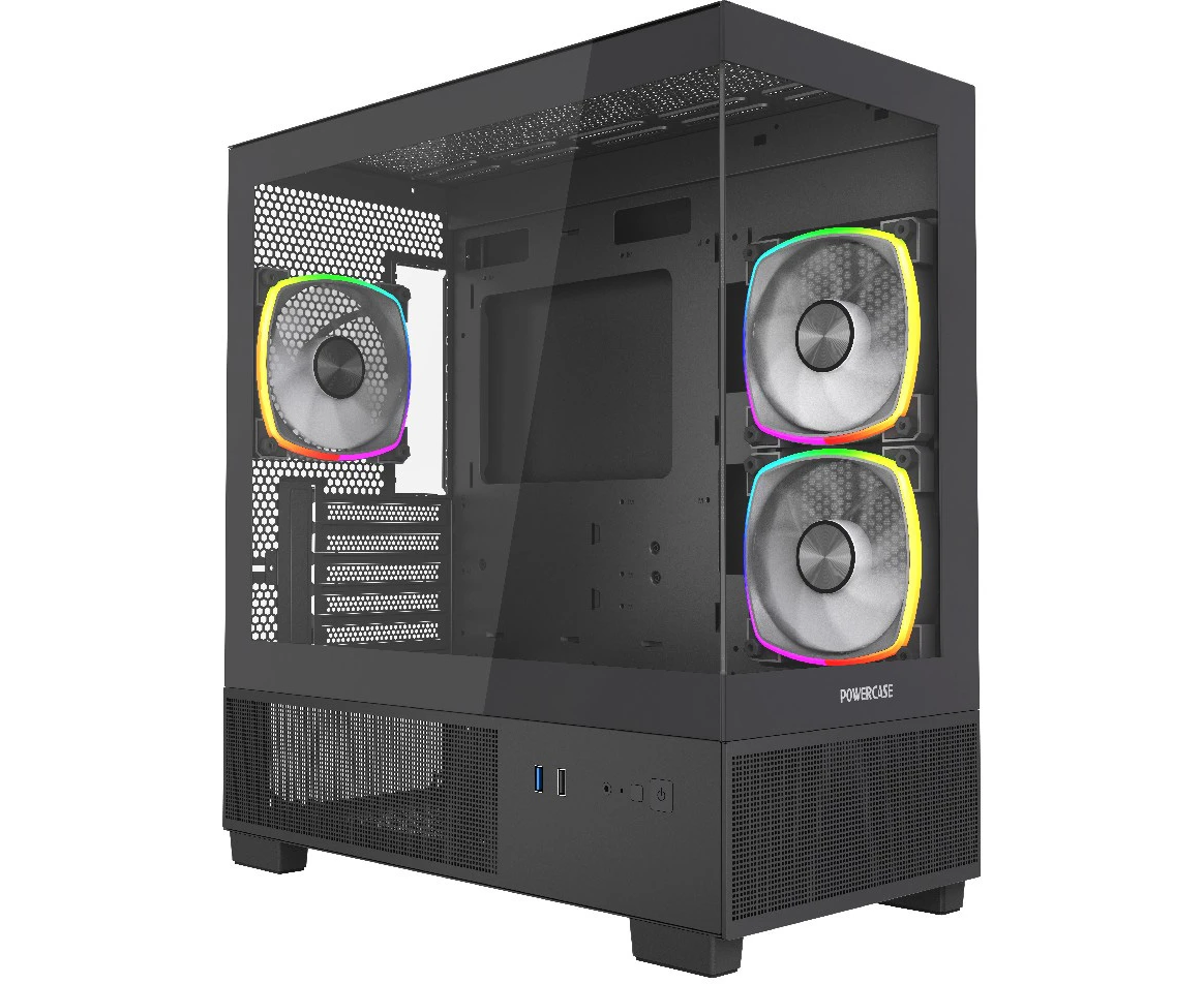 Корпус Powercase Vision Micro M3 B (CVMMB-A3), Tempered Glass, 3x 120mm ARGB PWM Fan, чёрный, m ATX