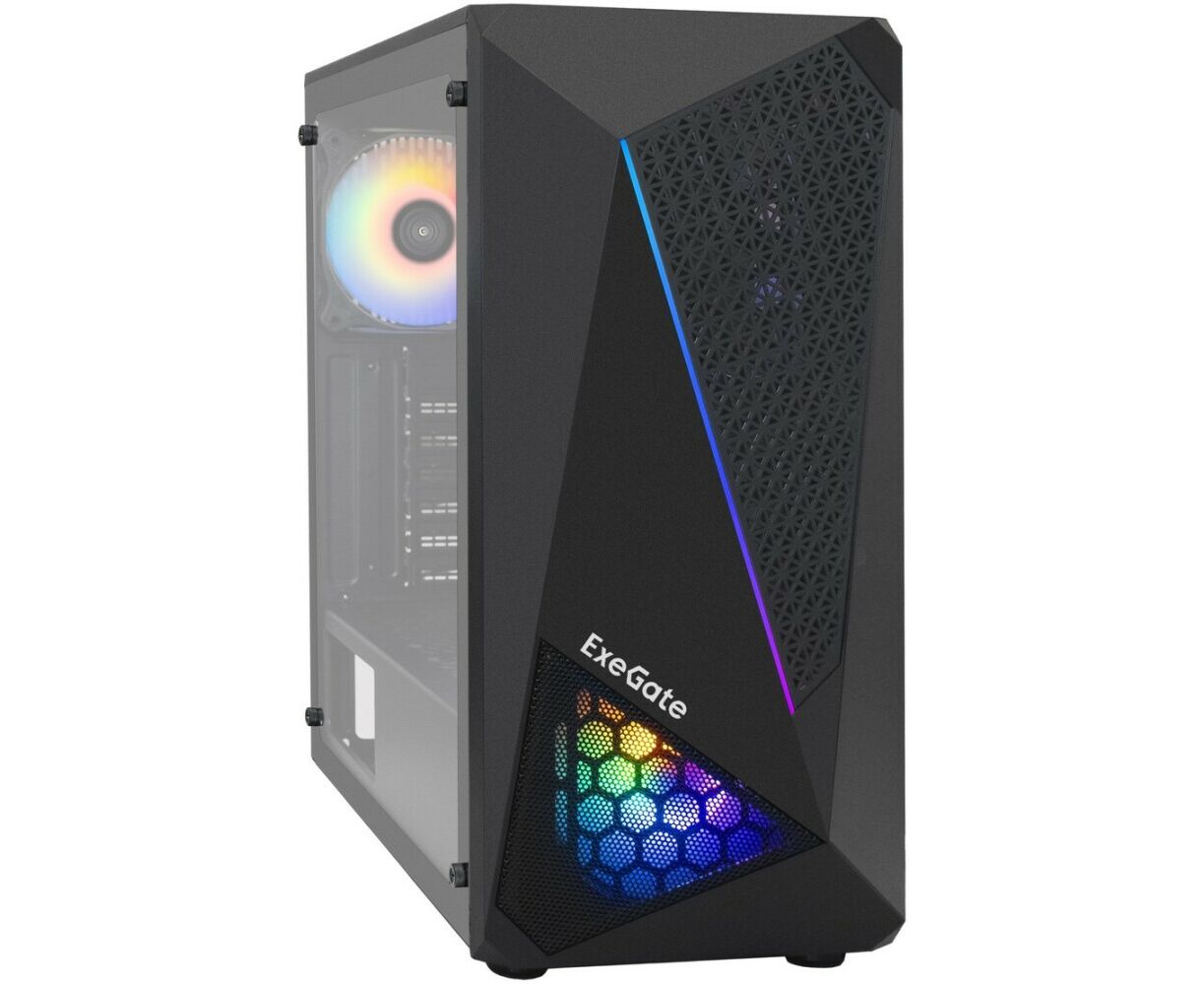 Корпус Exe Gate EVO-8225-NPX700 EX293016 RUS Miditower(ATX, БП 700 NPX с вент. 12см, 2*USB+1*USB3.0, черный, 2 вент. с RGB подсветкой)