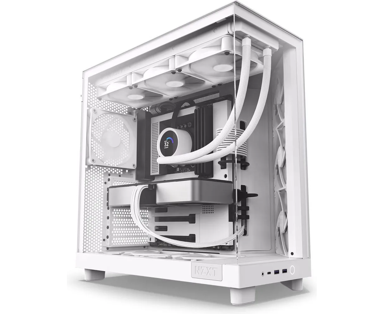 Корпус NZXT H6 Flow (CC-H61 FW-01) без БП Midi-Tower, TG, 3x120mm, 2x USB-A 3.2 + 1x USB-C ATX, m ITX White