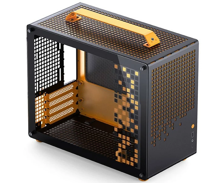 Корпус JONSBO Jonsplus Z20 Orange/Black без БП, боковая панель из закаленного стекла, mini-ITX, micro-ATX, черно-оранжевый
