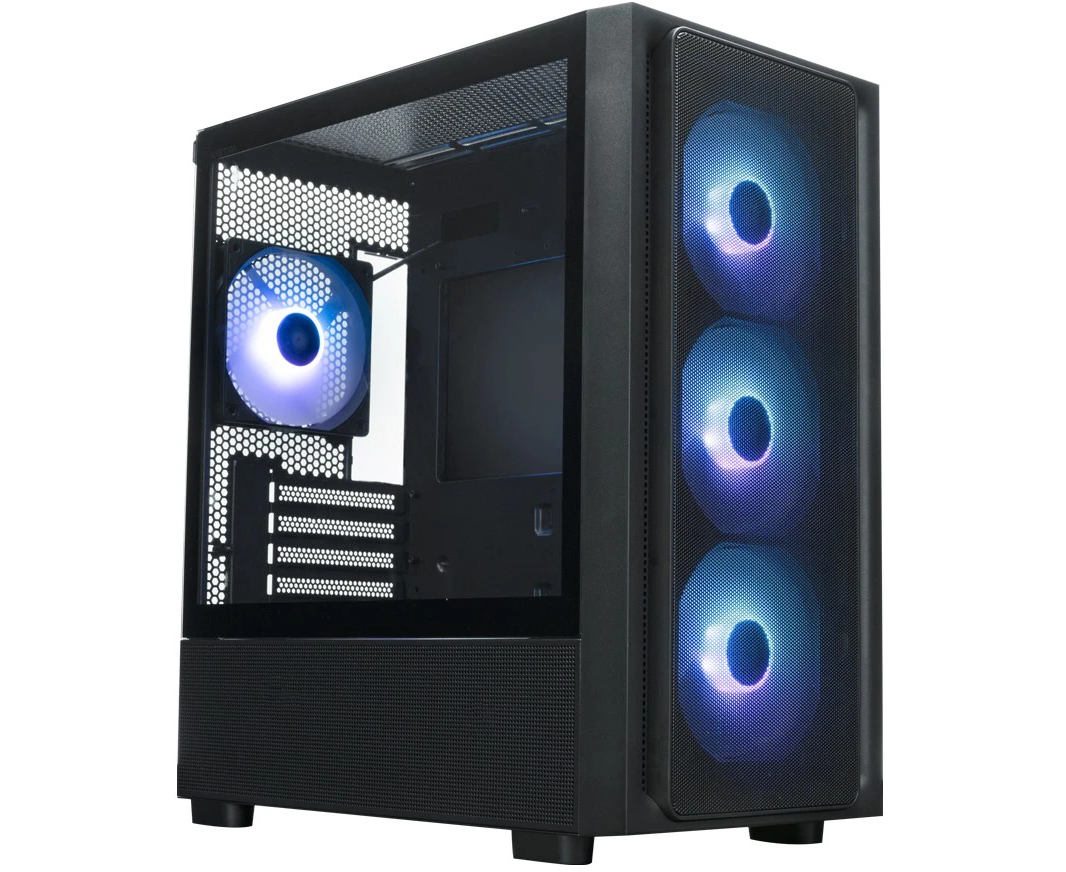 Корпус XASTRA A411 M 4 ARGB-FC Black (A411 M-4 FC12 A) m ATX/Mesh /Screwless TG+mesh panel/ 4x120mm ARGB PWM FC fans