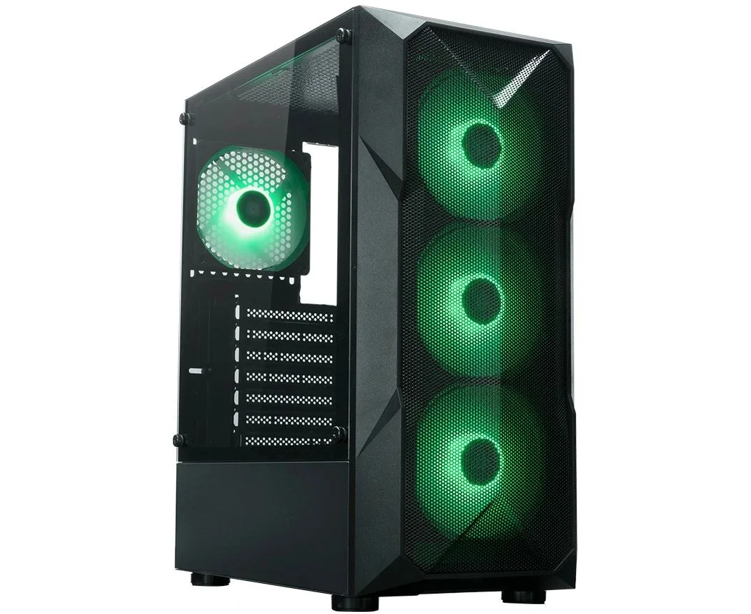 Корпус XASTRA A304 4 ARGB-C6 Black (A304-4 FC12 A-C6) ATX/Mesh/half-size TG/4x120mm ARGB FC fans/Argb+PWM HUB 6port