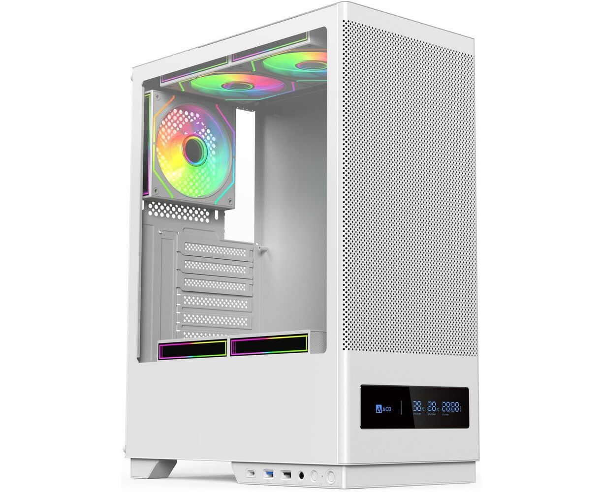 Корпус ACD Citadel 108 DW (AH-SI1 G0 W-00) ATX, Type-C + 2 X USB ports + HD audio combo, Mesh, TG, White