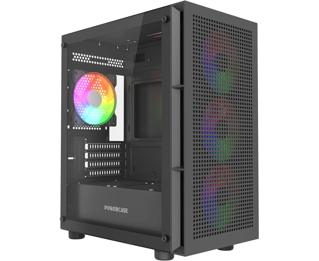 Корпус Powercase Mistral Micro EM17 (CMMEM17 B-A4), Tempered Glass, 4x120mm ARGB PWM fan, чёрный, m ATX
