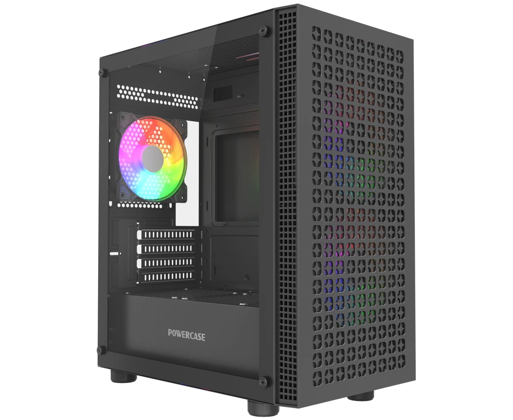 Корпус Powercase Mistral Micro EM18 (CMMEM18 B-A3), Tempered Glass, 2x140mm + 1х 120mm ARGB PWM fan, чёрный, m ATX