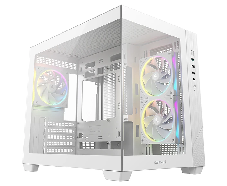 Корпус Deepcool CG330 3 F WH без БП, боковое окно (панорама), 3x120mm ARGB PWM вентилятора, белый, m ATX