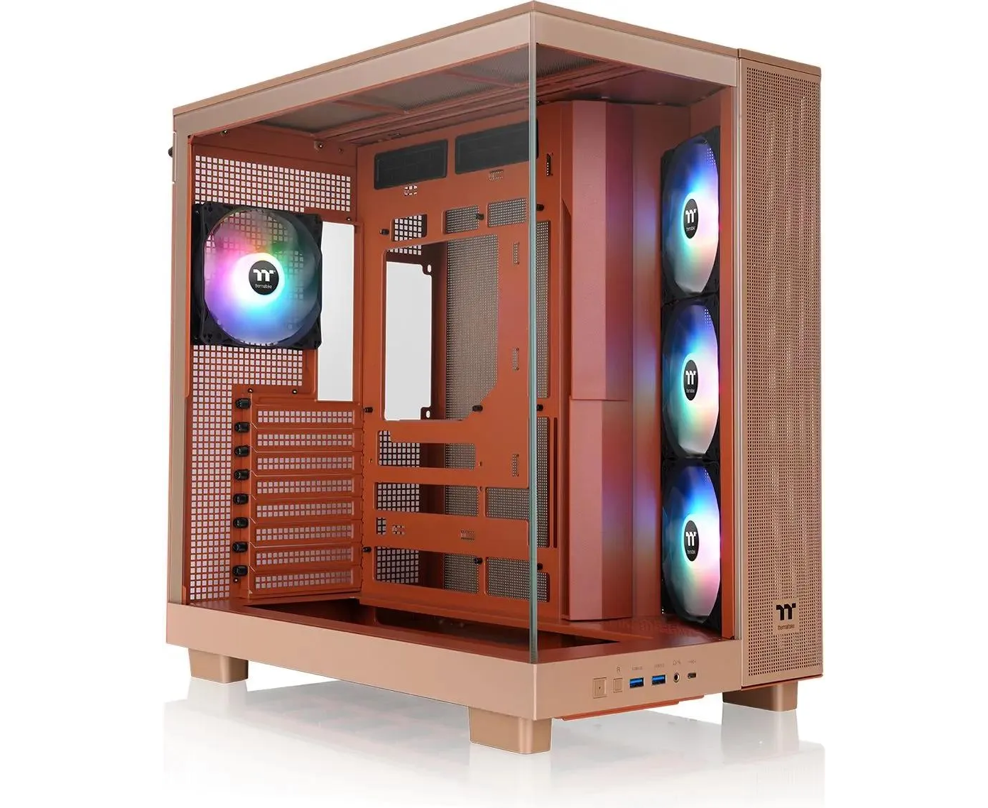 Корпус Thermaltake View 380 XL TG ARGB (CA-11 E-00 MGWN-00) Gravel Sand коричневый без БП E-ATX 2x120mm 2x USB3.0 audio bott PSU