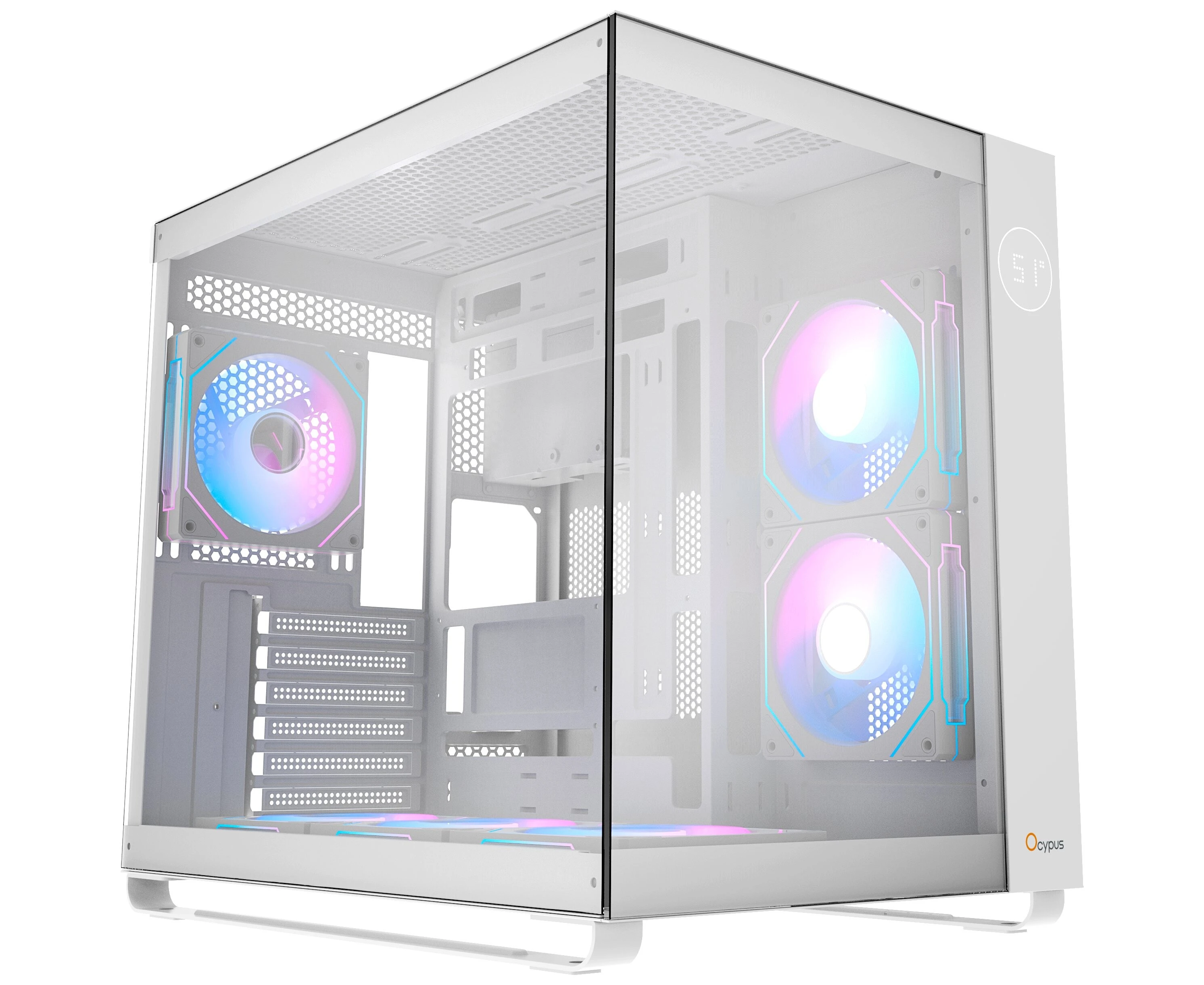 Корпус Ocypus lota C70 ARGB White (Iota-C70-WHD600 XX-GL) Mid Tower (ATX, без БП, ARGB, 2x USB Type-A+USB Type-C)