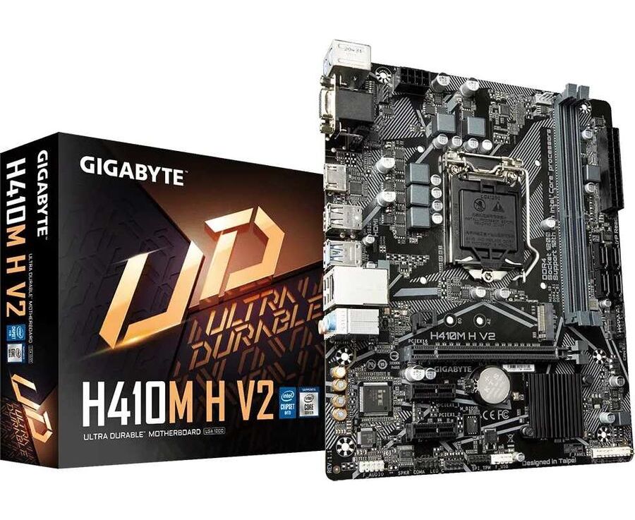 MB s1200 Gigabyte H410 M H V2, Intel H470, 2x DDR4-2933 МГц, 1x PCI-Ex16, 1x M.2, Micro-ATX