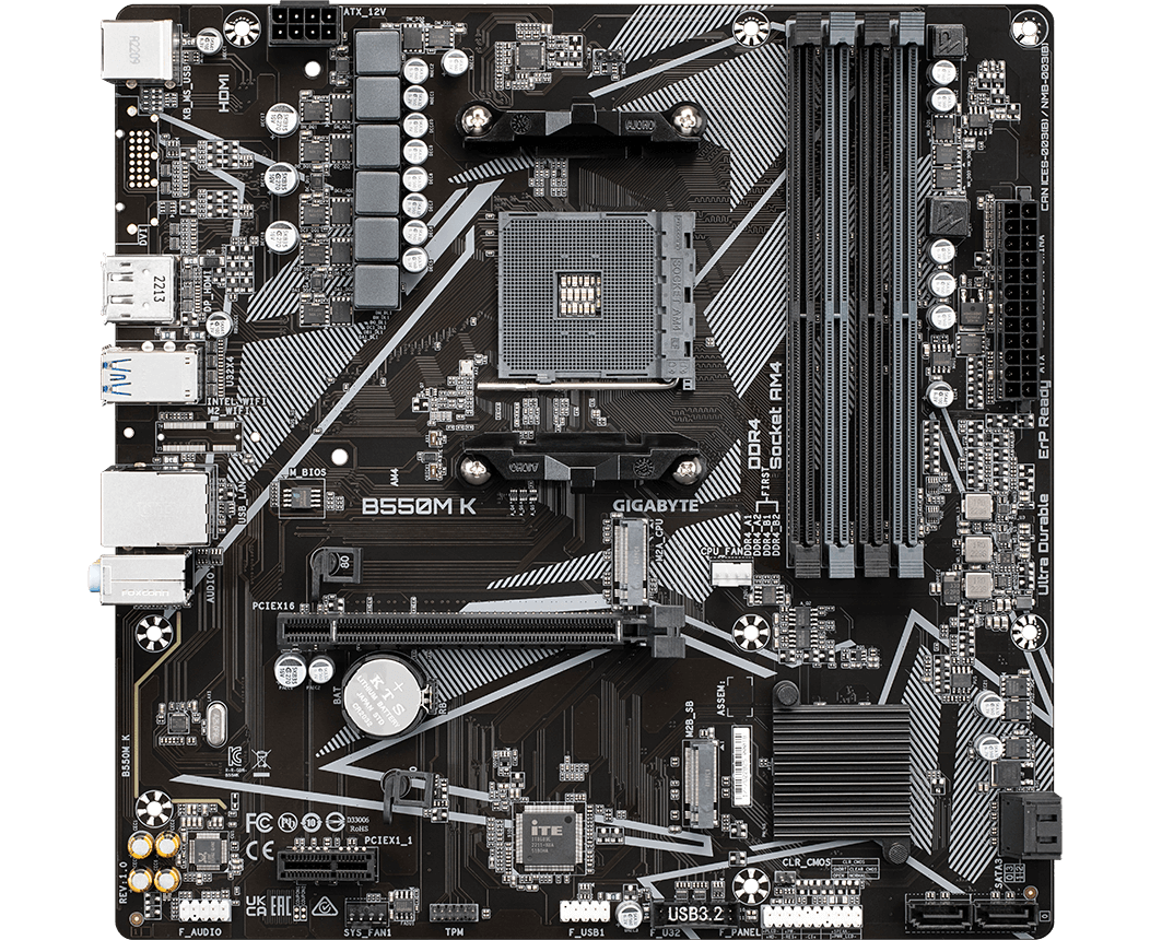 MB s AM4 Gigabyte B550 M K AMD B550 4x DDR4 m ATX AC`97 8ch(7.1) Gb LAN RAID+HDMI+DP