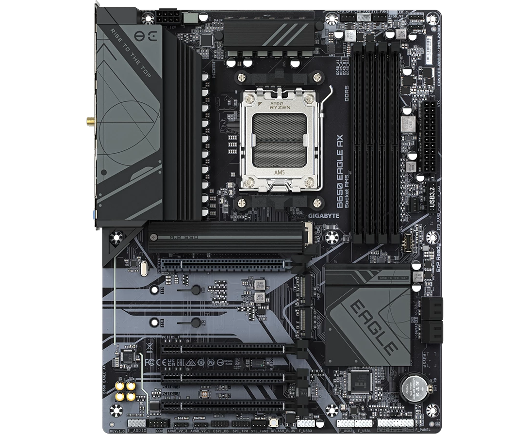 MB s AM5 Gigabyte B650 Eagle AX, AMD B650, 4x DDR5-5200 МГц, 4x PCI-Ex16, 3x M.2, Standard-ATX