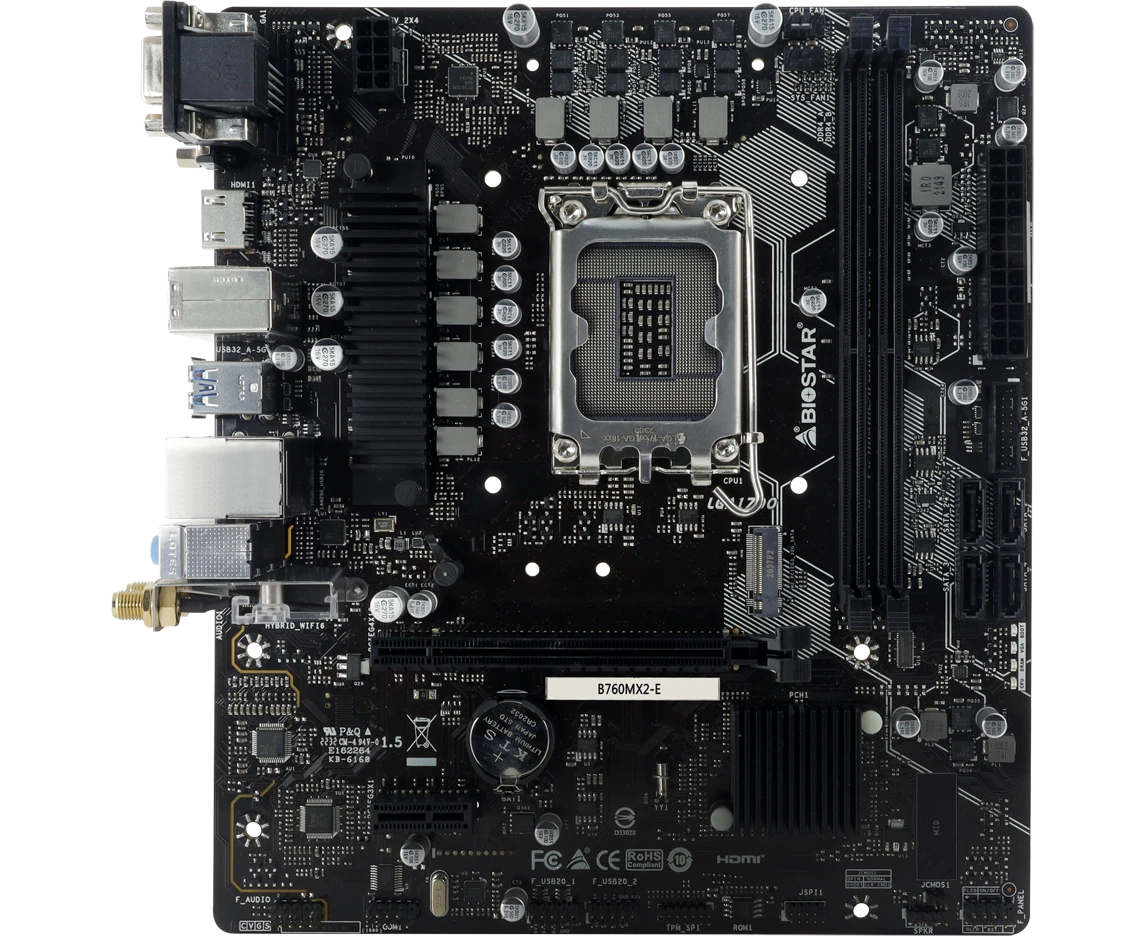 Материнская плата Biostar B760 MX2-E, LGA 1700, Intel B760, m ATX, Ret