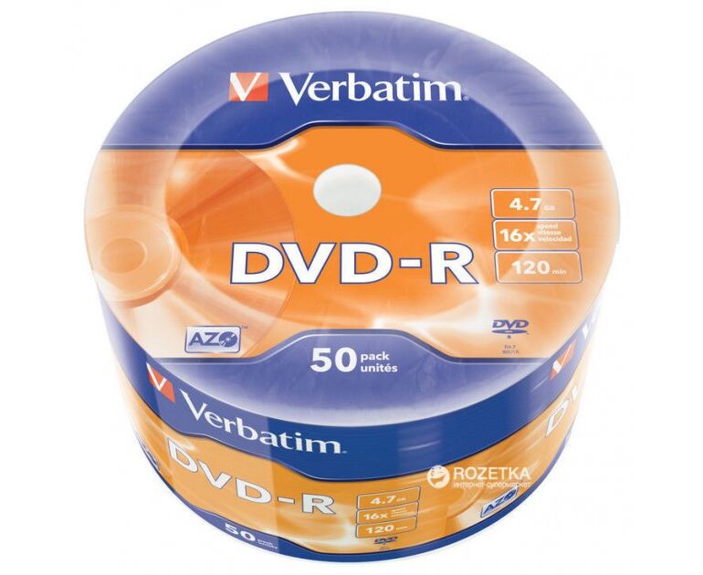VERBATIM DVD-R 4,7 Gb 16x Wrap 50 pcs 43788