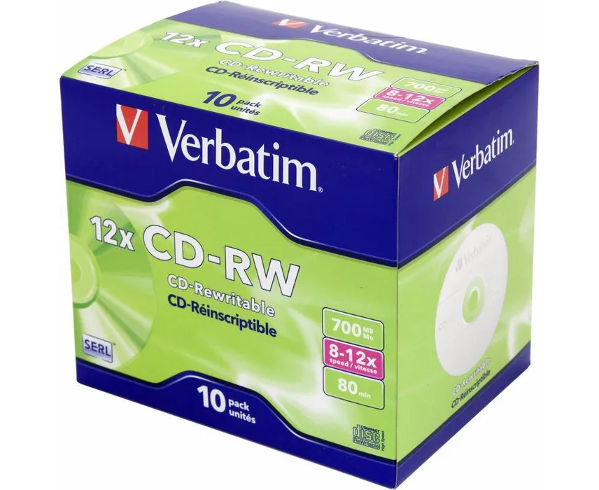 Диск CD-RW Verbatim (43148) 700 Mb 12x Jewel case (10шт)