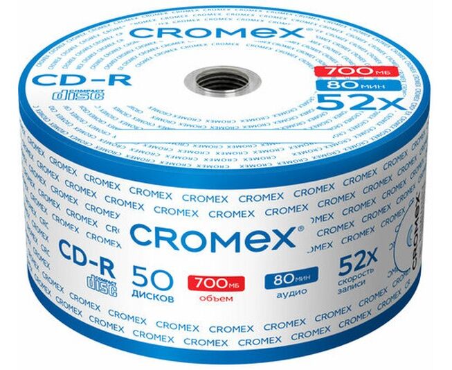 Диск CD-R CROMEX 513773, 700 Mb, 52x, Bulk (термоусадка без шпиля) 50шт