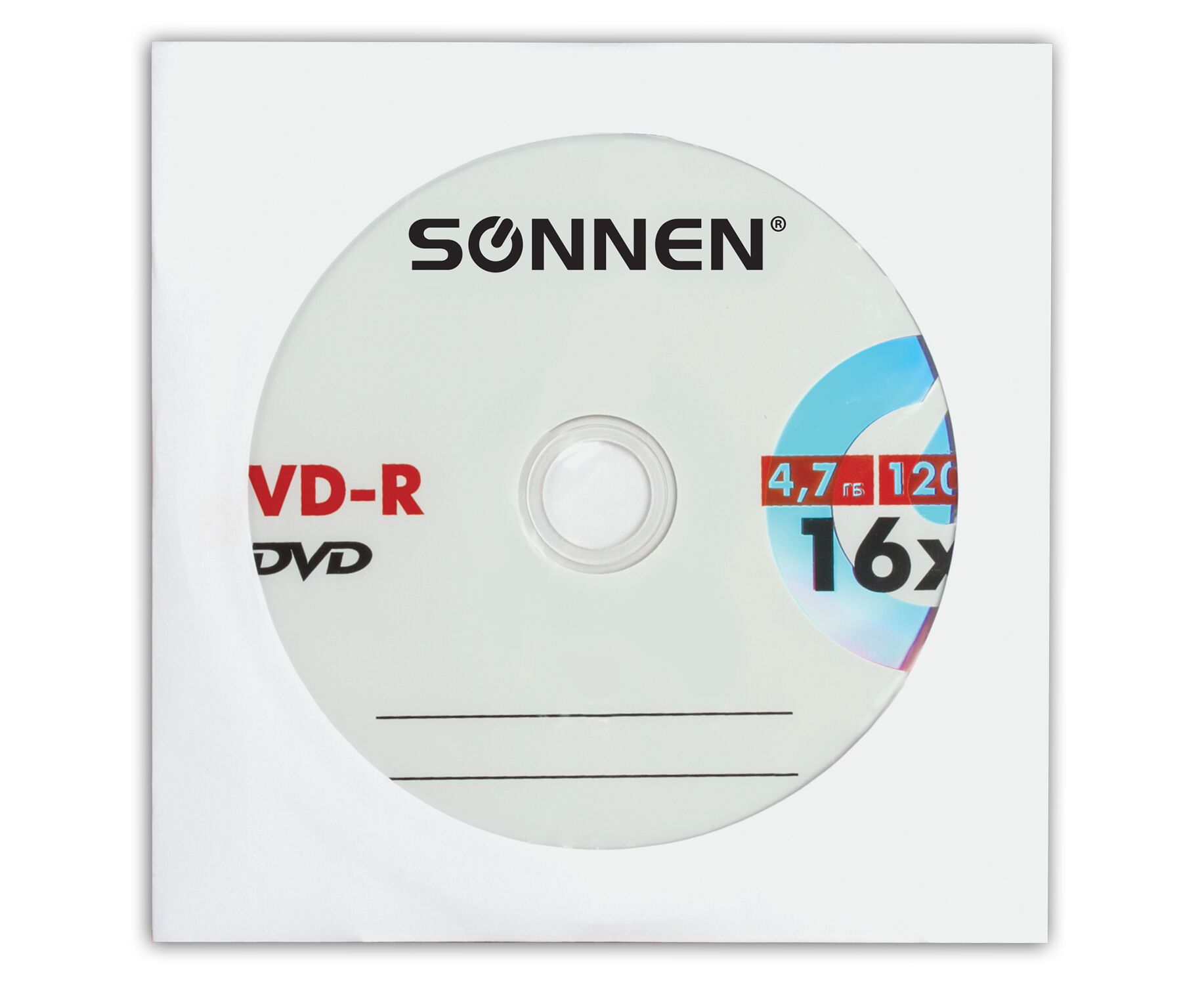 Диск DVD-R SONNEN 512576, 4,7 Gb, 16x, бумажный конверт (1штука)