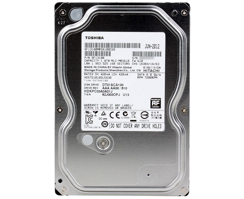 HDD 3.5" 1.0 TB 7200rpm SATA3 32 MB Toshiba DT (DT01 ACA100) (9 F13180)