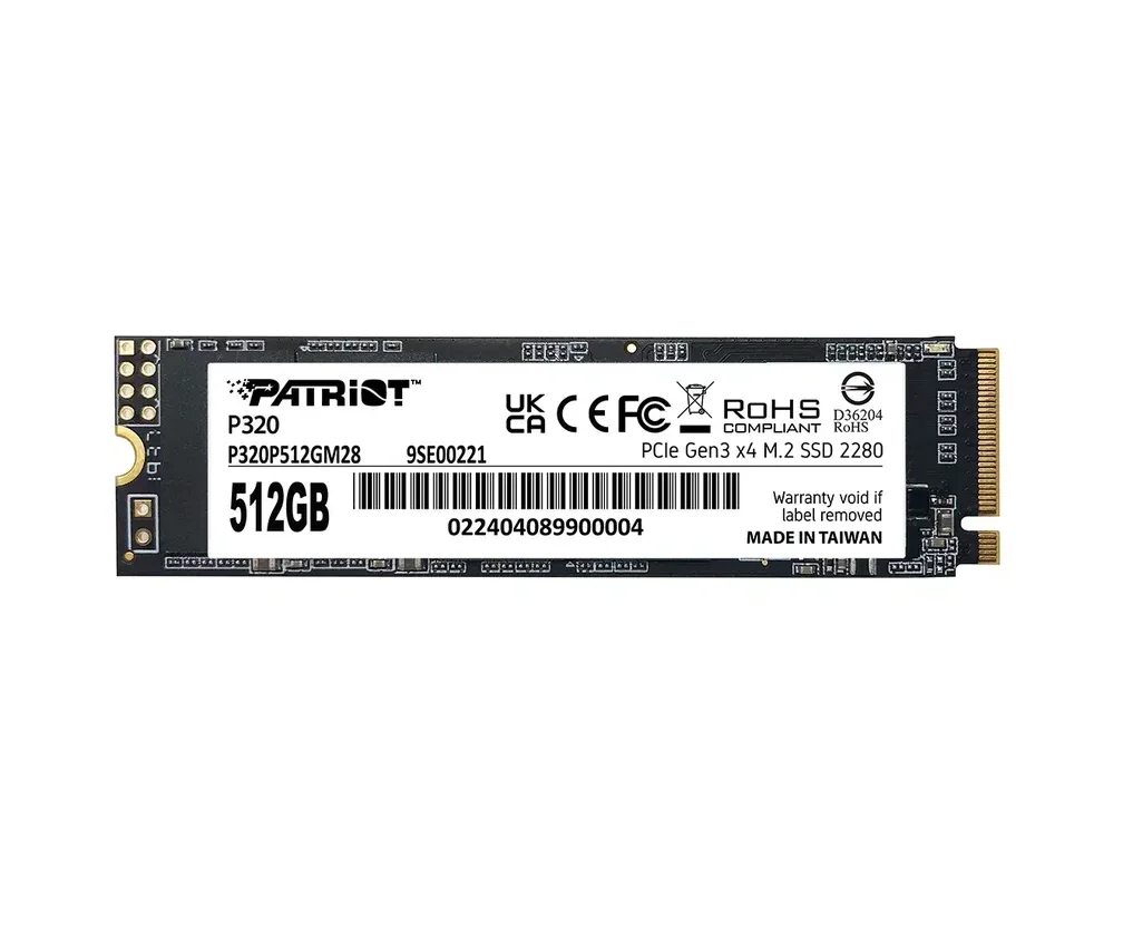SSD Patriot P320 P320 P512 GM28 512 ГБ, M.2 2280, PC Ie 3.0 x4, NV Me, M.2