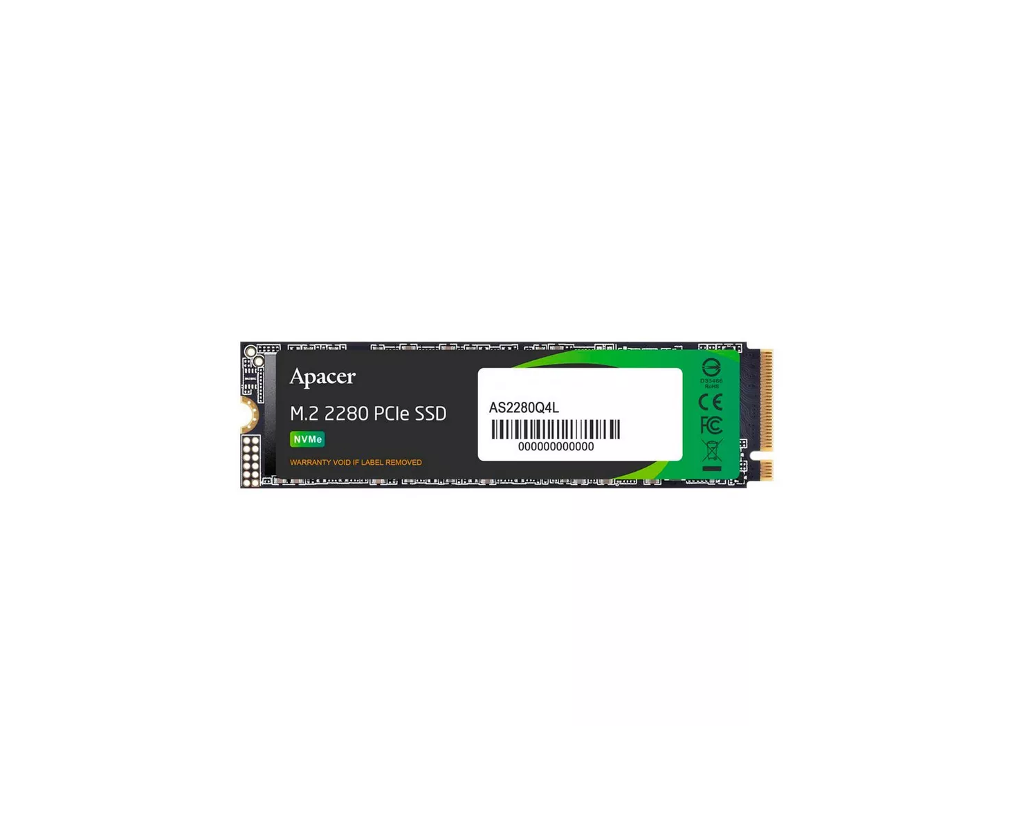 SSD Apacer AS2280 Q4 L (AP512 GAS2280 Q4 L-1) 512 Gb M.2 2280 PC Ie Gen4x4, R3600/W3000 Mb/s, 3 D Nand, MTBF 1.5 M, NV Me 1.4, 300 TBW, Retail