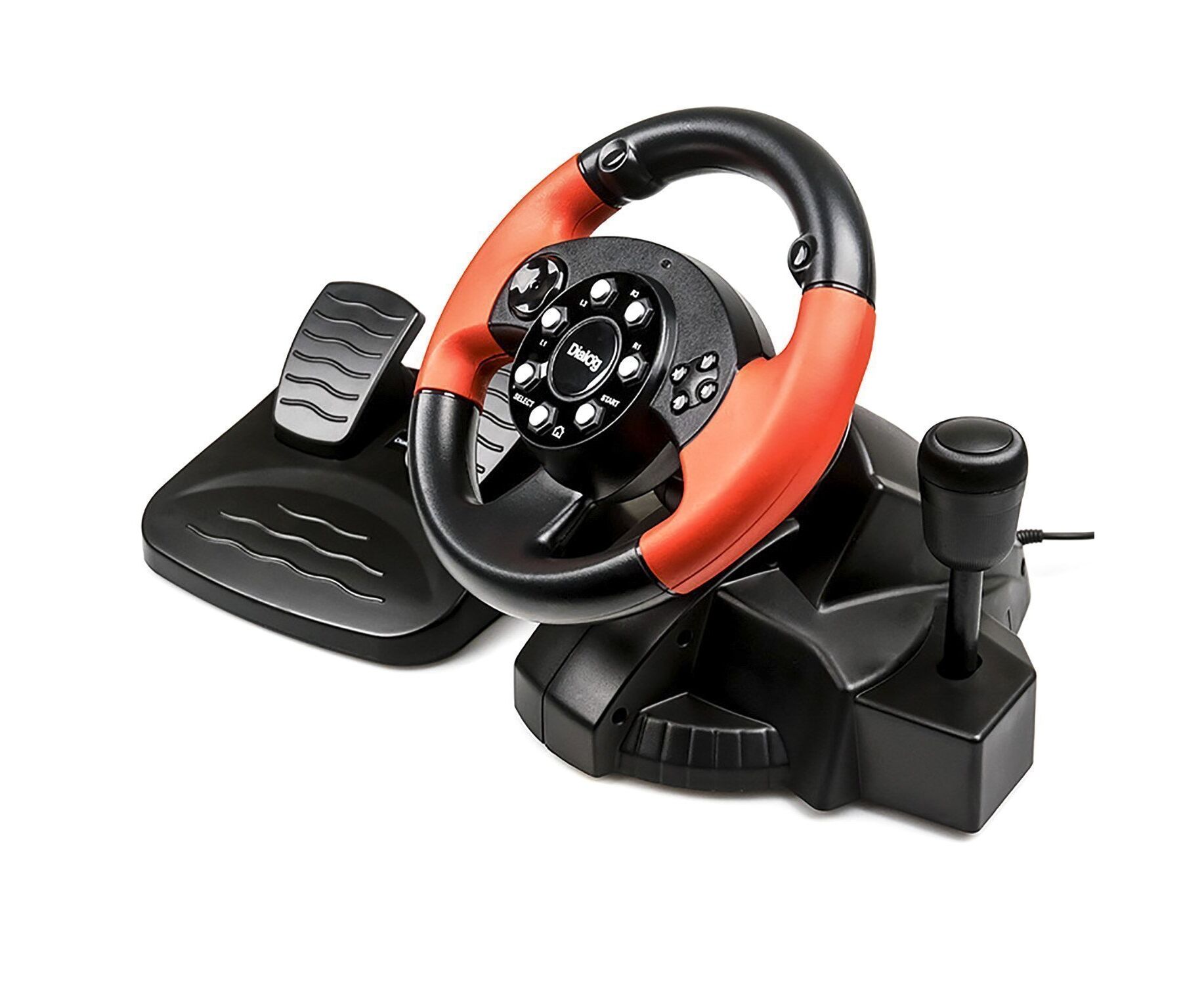 Игровой руль Dialog GW-125 VR E-Racer - эф.вибрации, 2 педали, рычаг ПП, PC USB (115119)