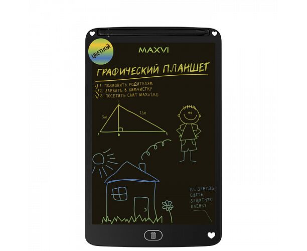 LCD планшет для заметок и рисования Maxvi MGT-02 С black