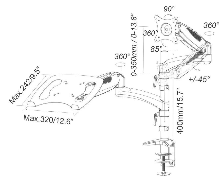 Кронштейн Cactus CS-VM-LH08-BK черный