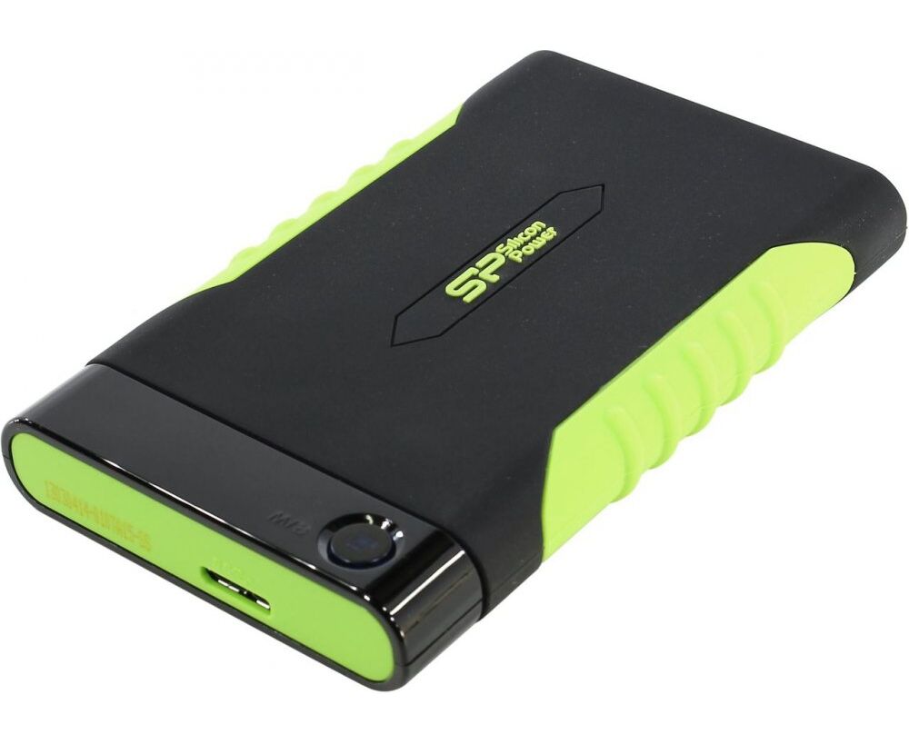 HDD ext 2.5" 2.0 TB USB3.0 Silicon Power Armor A15, ударопрочный, чёрный/зеленый (SP020 TBPHDA15 S3 K)