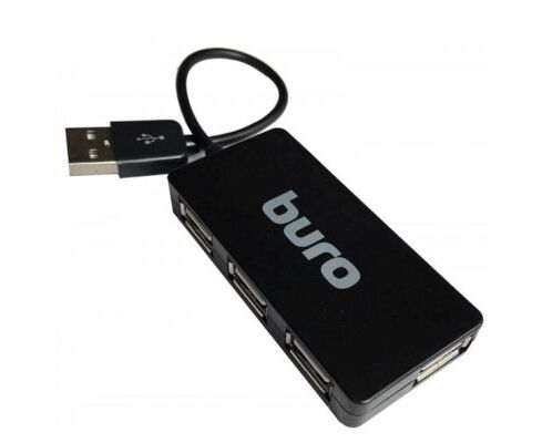 Разветвитель USB 2.0 Buro BU-HUB4-U2.0-Slim 4порт. черный