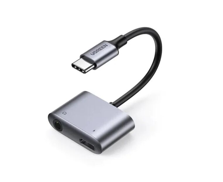 Адаптер U Green CM231 (60164) USB-C to 3.5mm Audio Adapter with PD серый