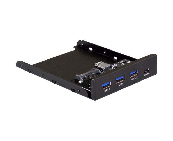 Планка USB на переднюю панель Exe Gate U3 H-623, 3,5", 3*USB3.0+1*Type C, черная, металл, подсоединение к мат. плате 283579