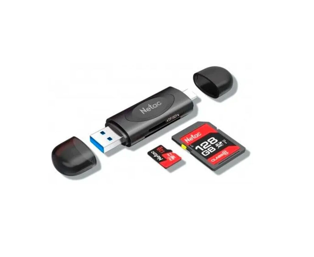 Карт-ридер Netac WK14 (NT09 WK14-30 BK) SD, SDHC, SDXC, micro SD, micro SDHC, micro SDXC, интерфейс USB 3.2