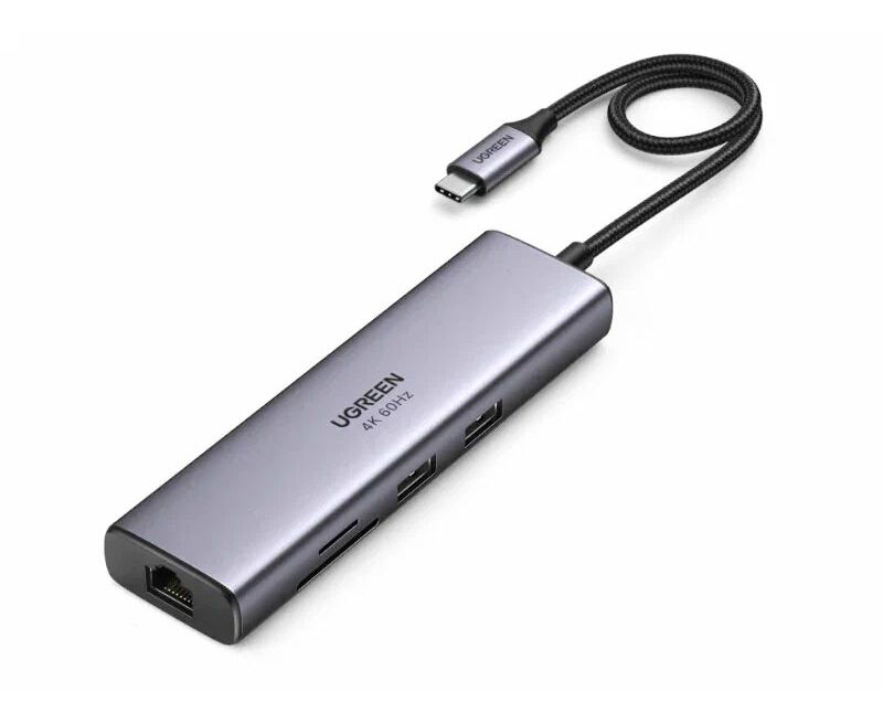 Адаптер U Green CM512 (60515) USB-C Multifunction Adapter with Ethernet Interfaceсерый космос