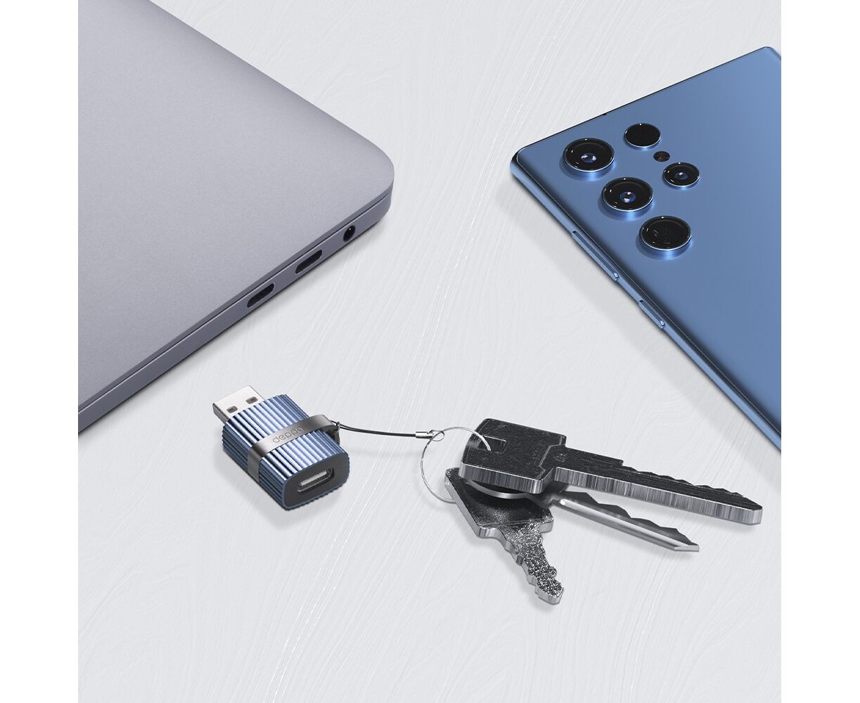 OTG адаптер USB 3.0 – Type-С, синий, DEPPA, 73134