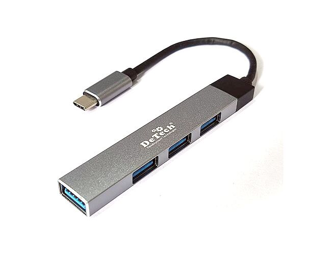 Контроллер De Tech DT-HB370 Type-C на 1x USB3.0+3x USB2.0, серый цвет