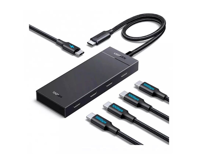 Хаб UGREEN CM806 (55334) 5-in-1 USB-C 10 Gbps To 4x USB-C 3.2 Hub With PD Black