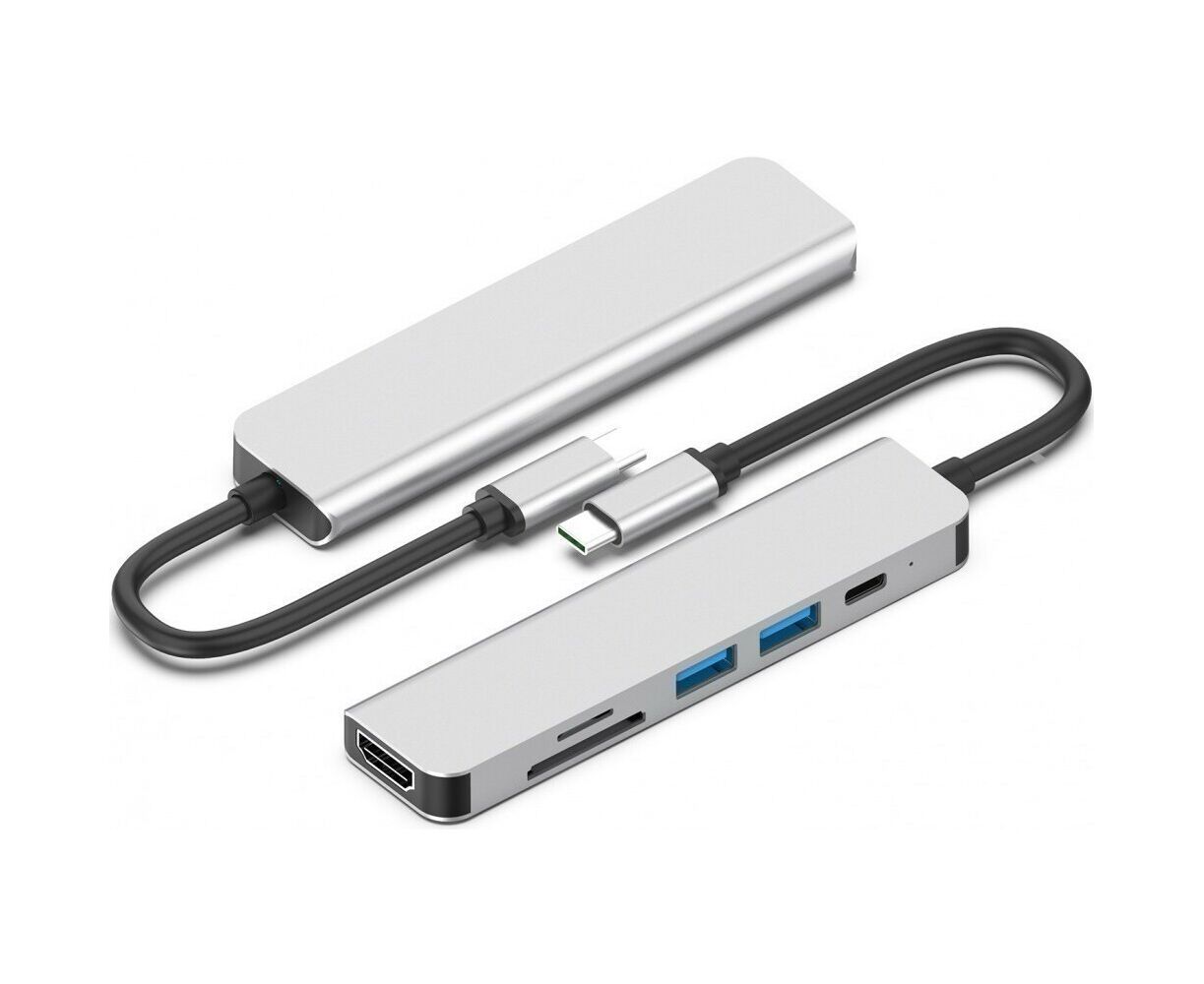 Адаптер VCOM CU4371 Type-CM - HDMI 4 K*30 Hz+2*USB3.0+TF+SD+PD Alumi Shell (04895182246836)