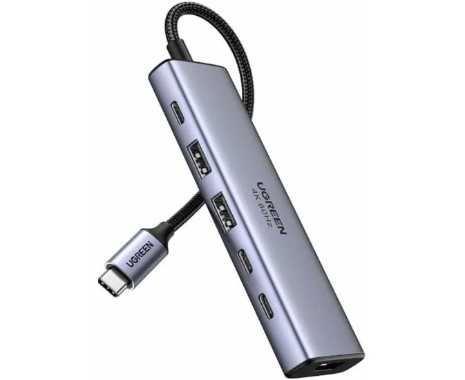 Конвертер UGREEN CM511 (35999) USB-C to HDMI+2*USB-A 3.2+2*USB 3.2 C+PD Power Converter Gray