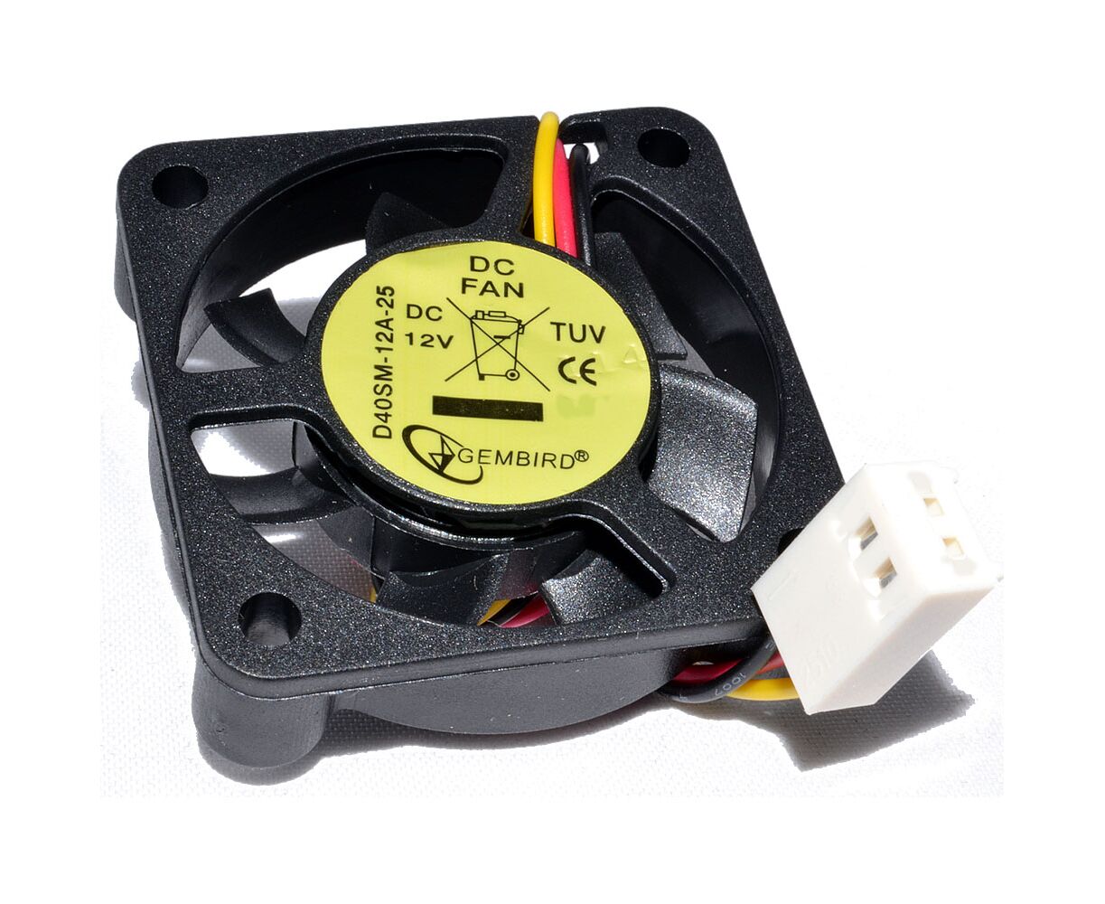 Вентилятор 40 мм Gembird D40 SM-12 A, 40x40x10, 3 pin, 6000 rpm, 25 d BA, 6.0 CFM, втулка (sleeve), MTBF: 30000 часов, длина провода 7 см