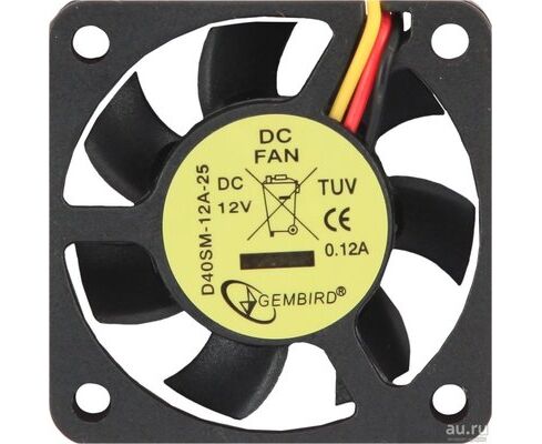 Вентилятор 40 мм Gembird D40 SM-12 A-25, 40x40x10, 3 pin, 5000 rpm, провод 25 см