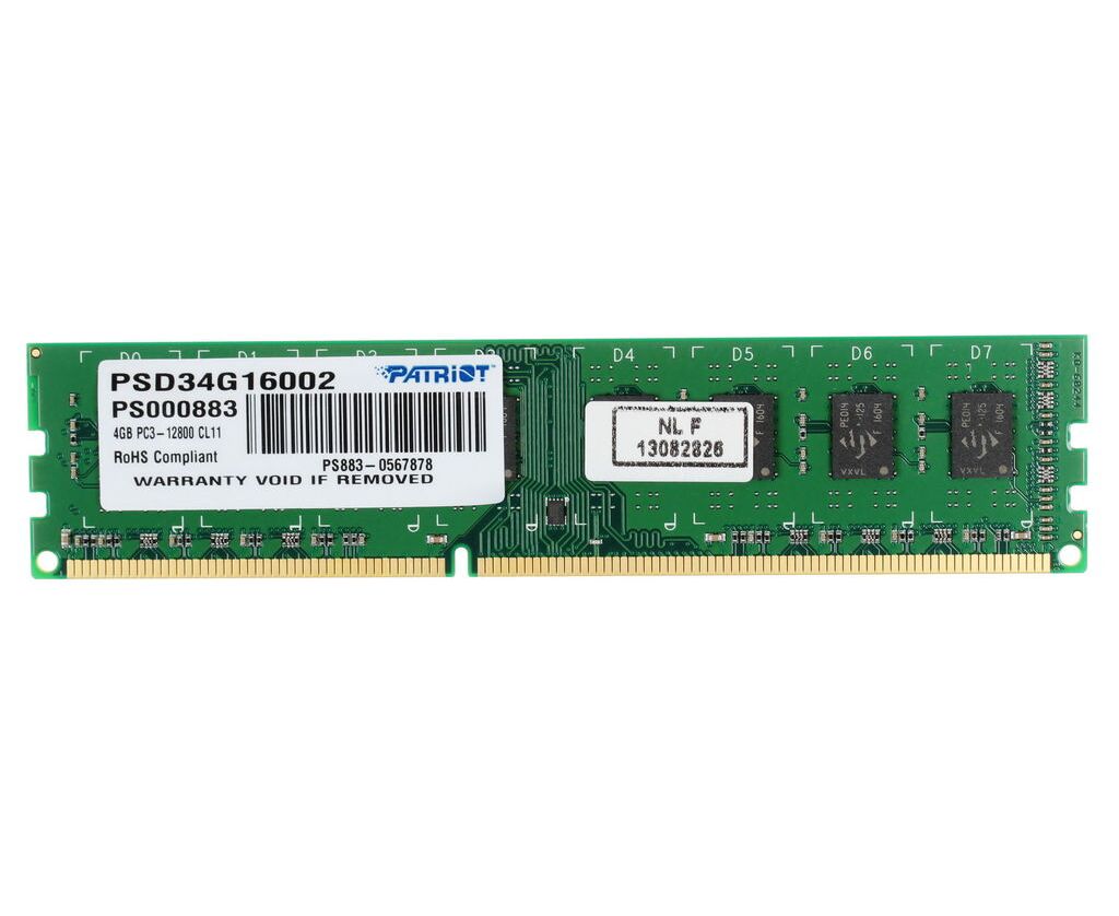 RAM 4 GB DDR3-1600 PC3-12800 Patriot Signature Line, CL11, 1.5 V, retail (PSD34 G16002)