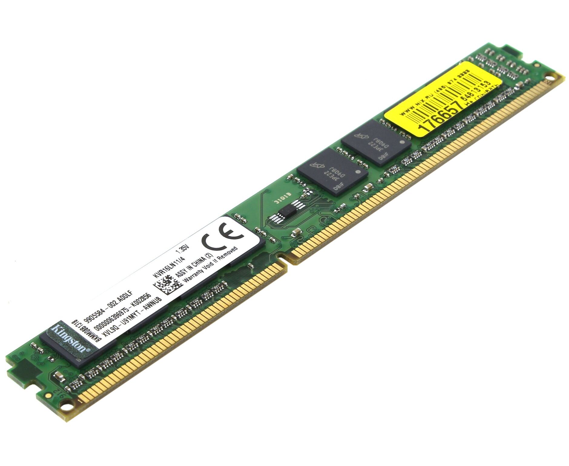 RAM 4 GB DDR3-1600 PC3-12800 Kingston Value RAM, CL11, Dual voltage: LV 1.35 V/1.5 V, Single Rank (1 Rx8 512 M), retail (KVR16 LN11/4)