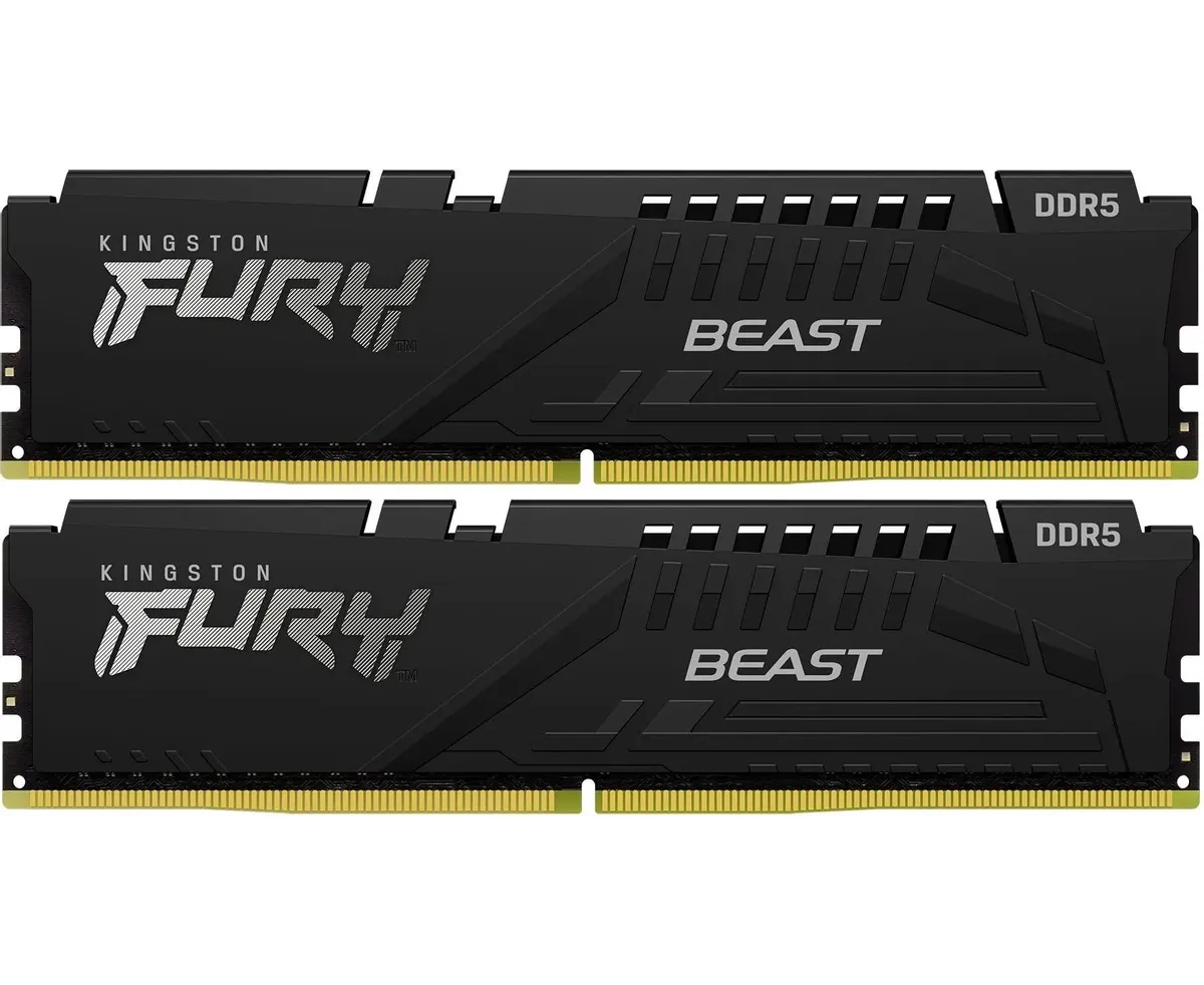 ОЗУ Kingston Fury Beast Black XMP CL32 (Kit of 2) (KF564 C32 BBK2-32) DDR 5 DIMM 32 Gb PC51200, 6400 Mhz, (retail)