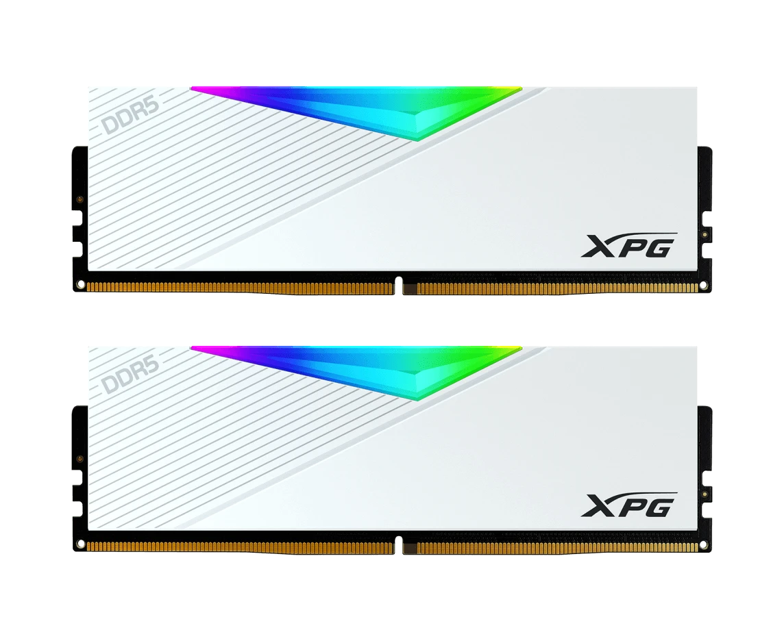 ОЗУ XPG Lancer RGB AX5 U6400 C3232 G-DCLARWH 64 GB DDR5 6400 DIMM 2*32, 1.4 V, CL32-39-39, On-Die ECC, Power Management IC, white