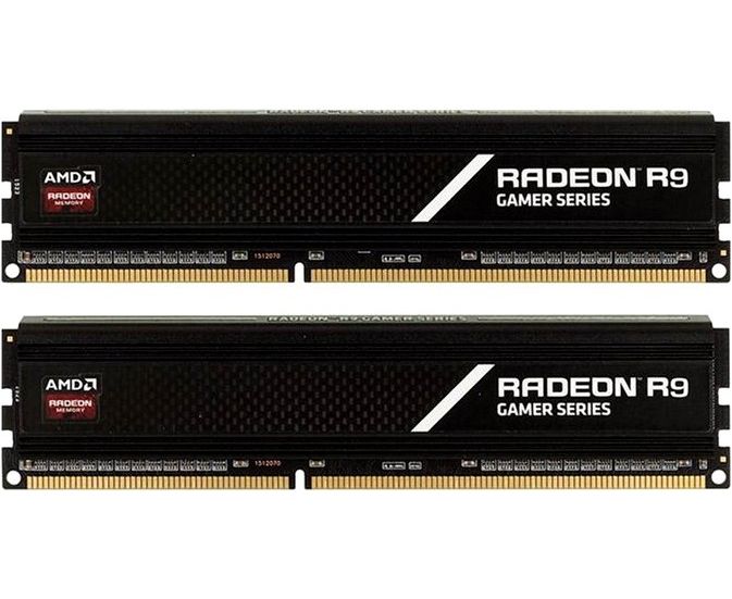 ОЗУ AMD 16 GB Radeon DDR4 3200 DIMM R9 Gamers Series Black Gaming Memory R9 S416 G3206 U2 K Non-ECC, CL16, 1.35 V, Heat Shield, Kit (2x8 GB), RTL
