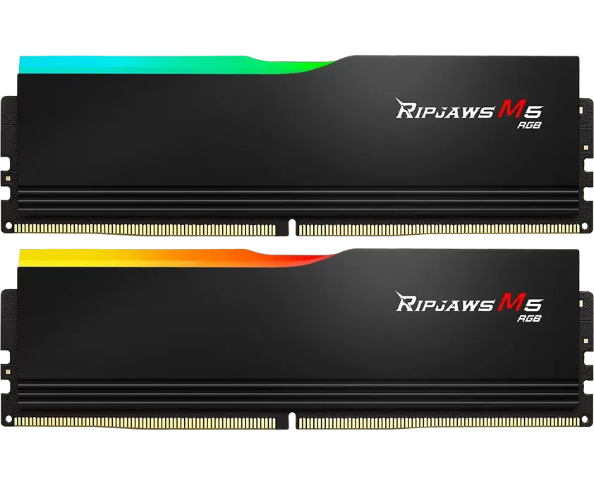 ОЗУ G.SKILL Ripjaws M5 RGB (F5-6000 J3238 G32 GX2-RM5 RK) 64 GB (2x32 GB) DDR5 6000 M Hz CL32 (32-38-38-96) 1.4 V / Black