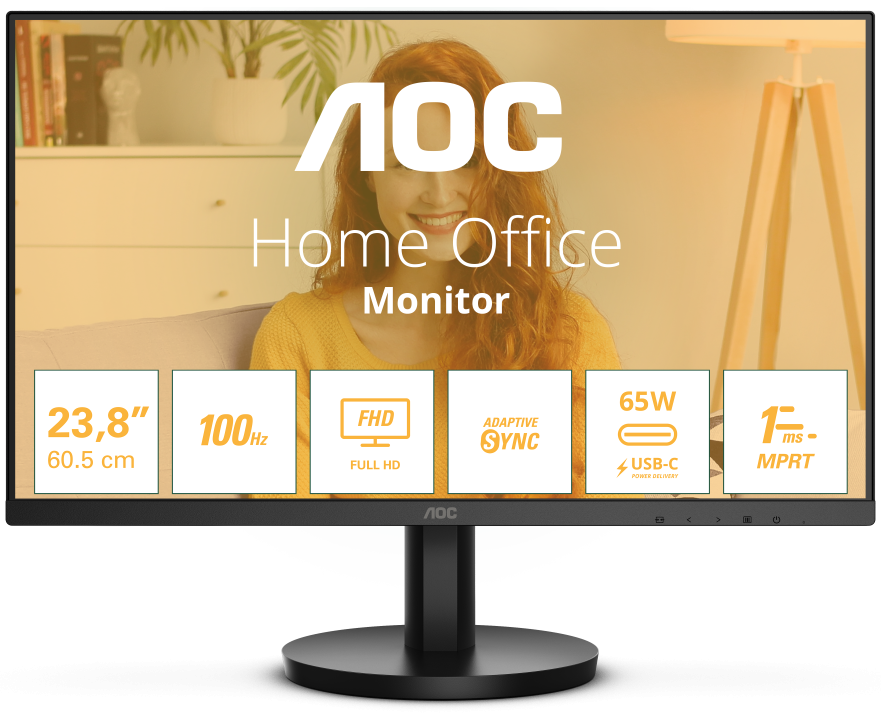 Монитор AOC 24 B3 CA2 черный 23.8" IPS LED 1ms 16:9 HDMI M/M матовая 250cd 178гр/178гр 1920x1080 100 Hz DP FHD USB 3.4кг