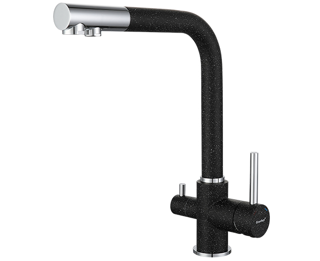 Смеситель для кухни Gran Fest 3611 мрамор, черный